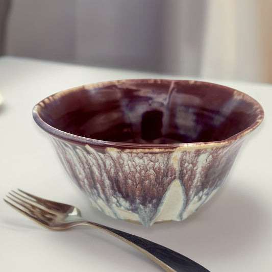 Burgundy Marble Tri-Sided Bowl