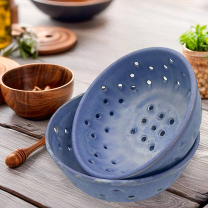 Frosted Lavender Stoneware Colander