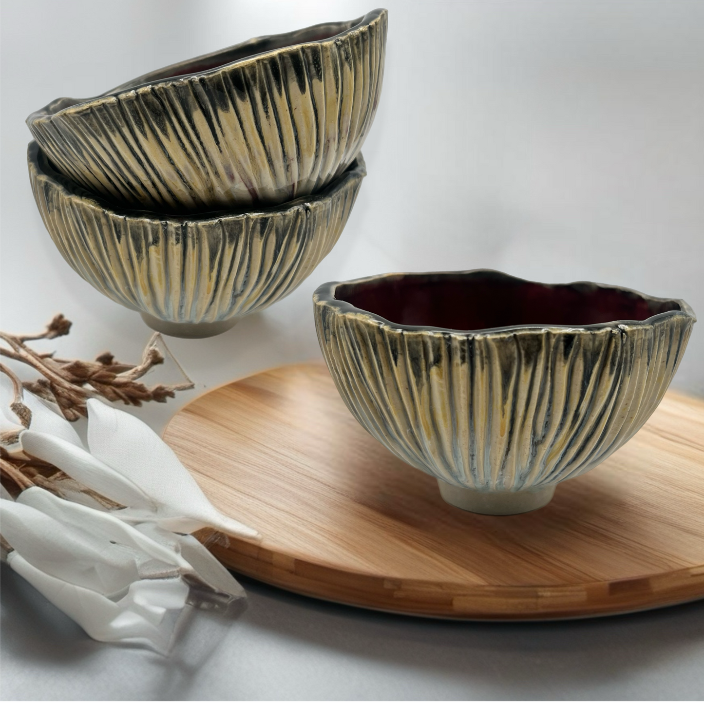 Carved snack bowls