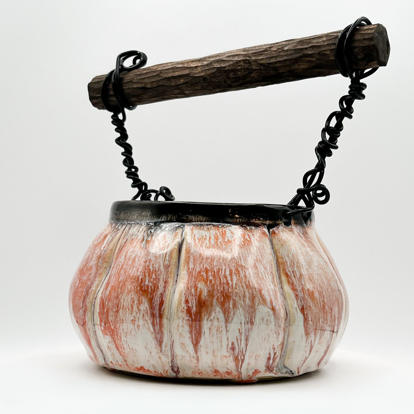 Fall pumpkin ceramic basket