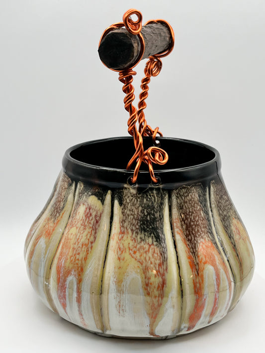 Fall pumpkin ceramic basket