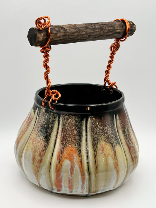 Fall pumpkin ceramic basket