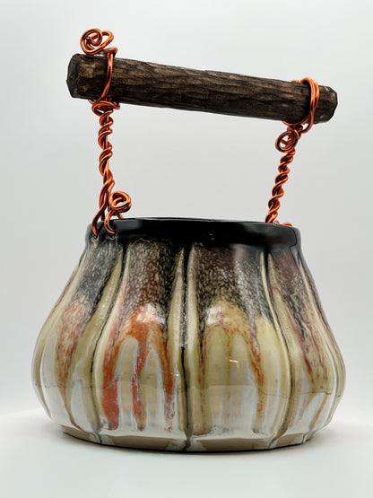 Fall pumpkin ceramic basket