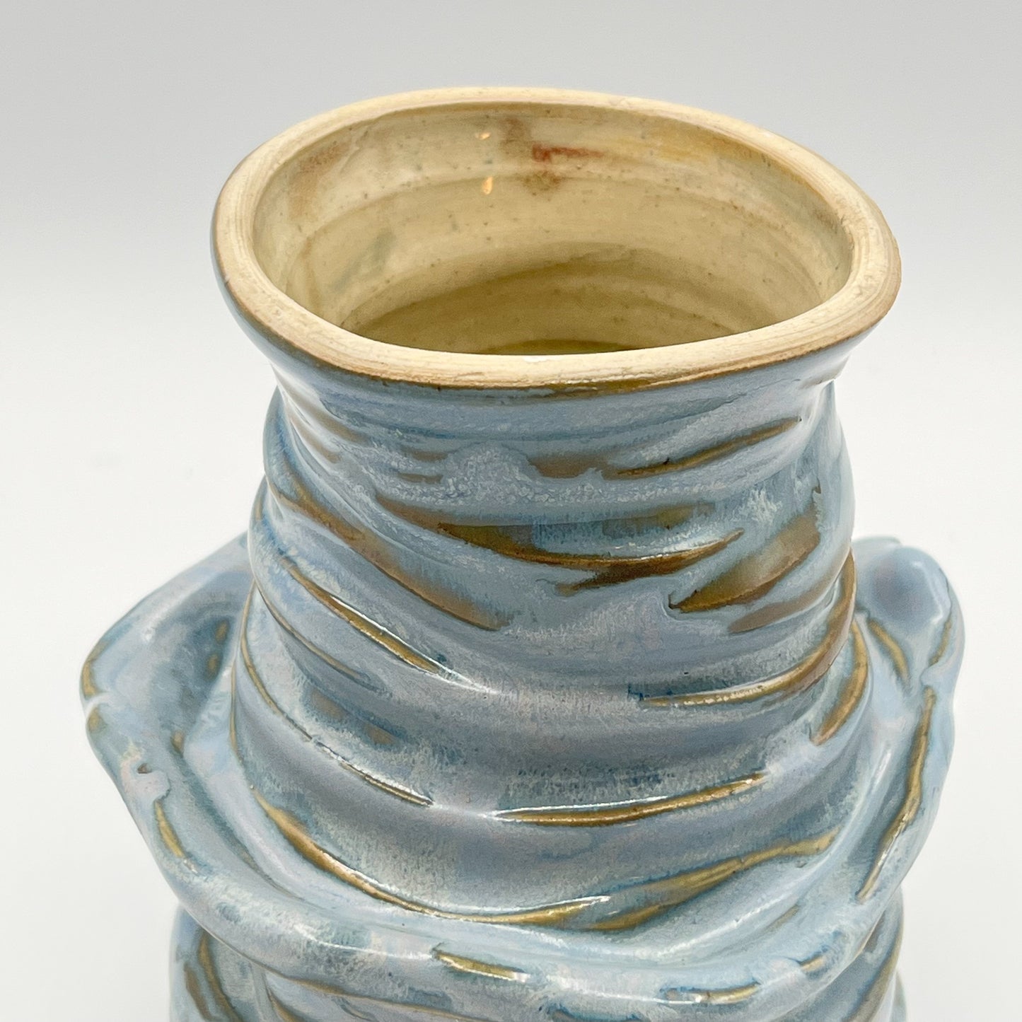 Textured Earth, Matte Blue Sky Organic Vase