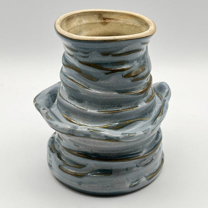 Textured Earth, Matte Blue Sky Organic Vase
