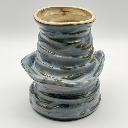 Textured Earth, Matte Blue Sky Organic Vase