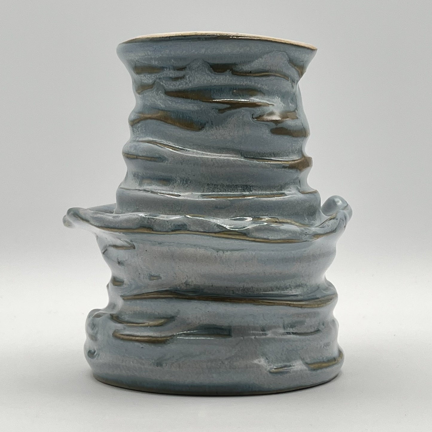 Textured Earth, Matte Blue Sky Organic Vase