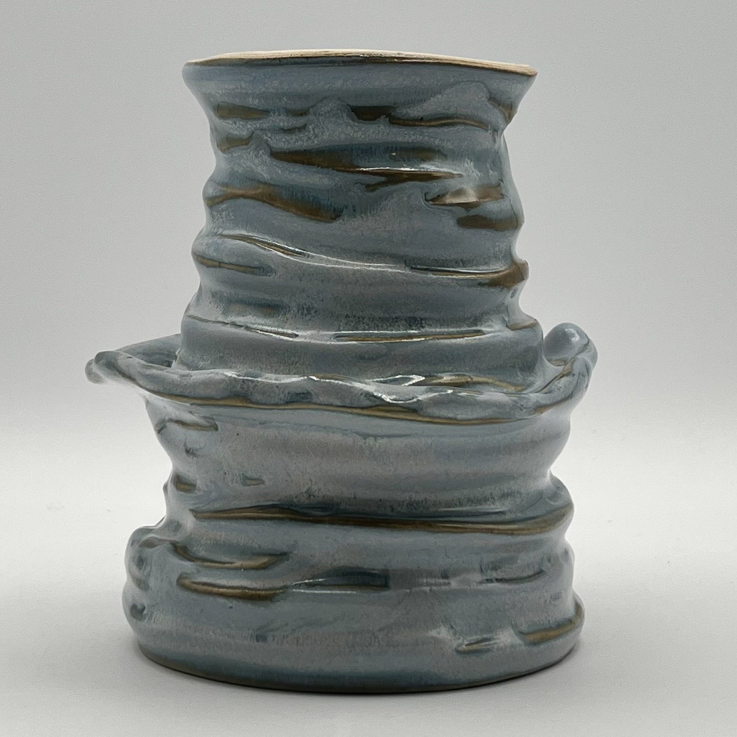 Textured Earth, Matte Blue Sky Organic Vase