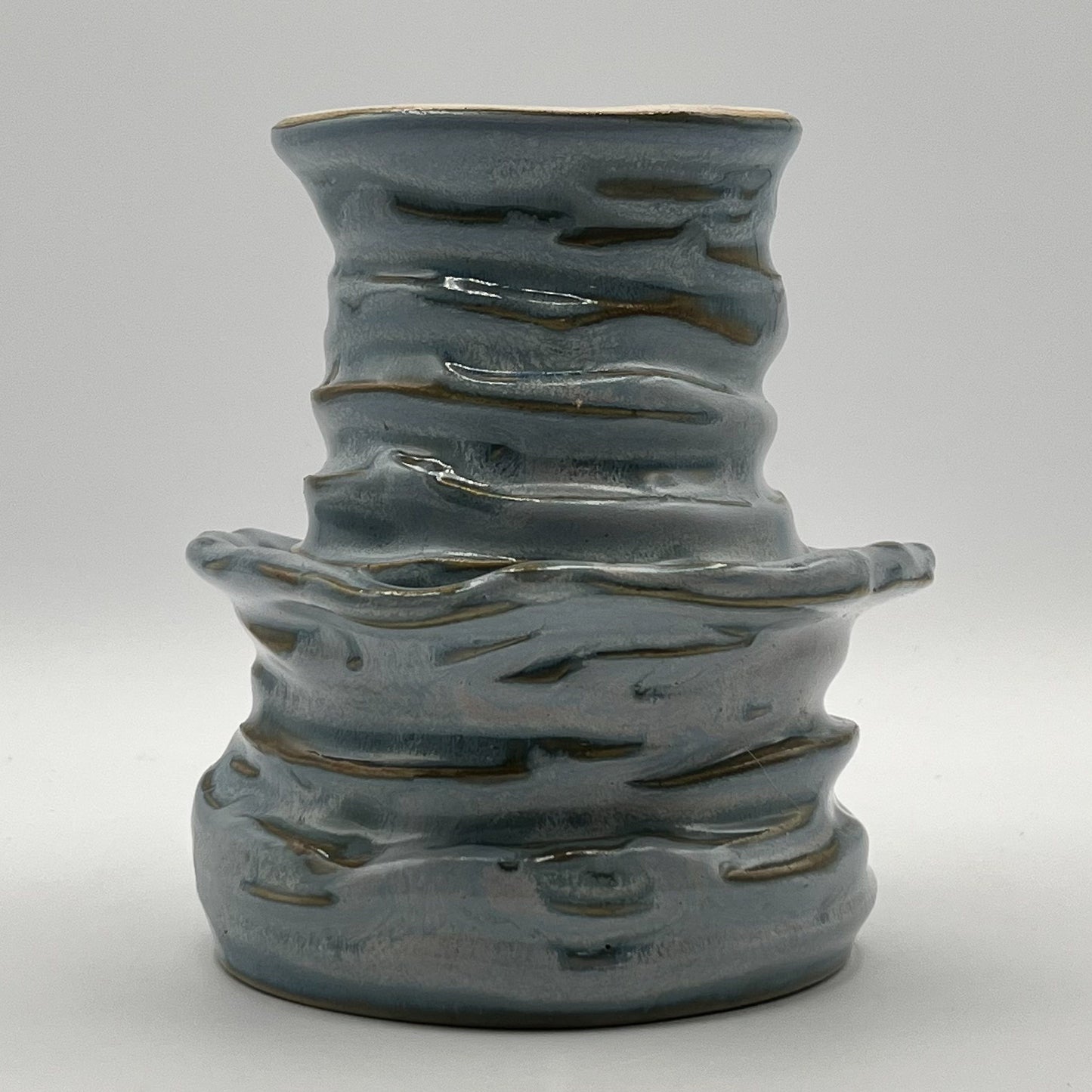 Textured Earth, Matte Blue Sky Organic Vase