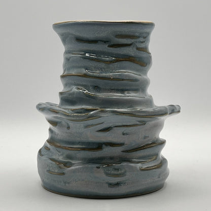 Textured Earth, Matte Blue Sky Organic Vase