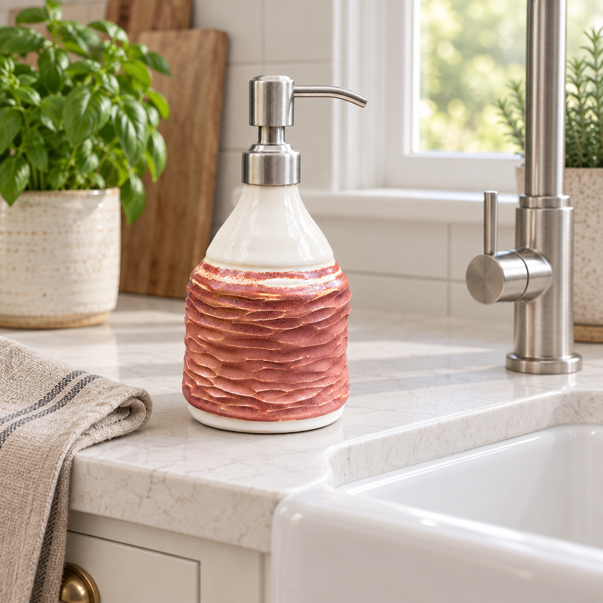 Rose Ripple Ceramic Soap Dispenser