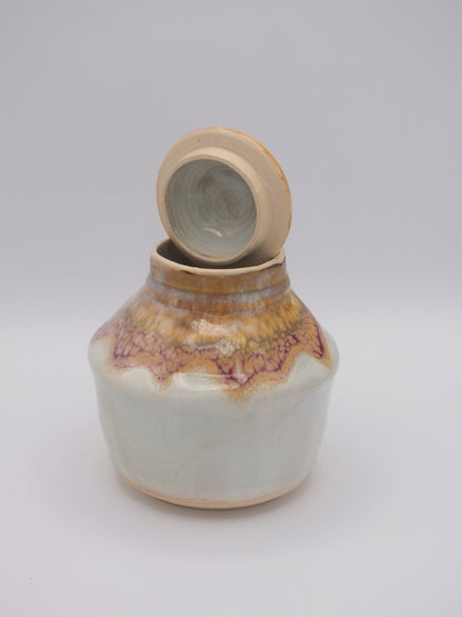Small stoneware covered jar