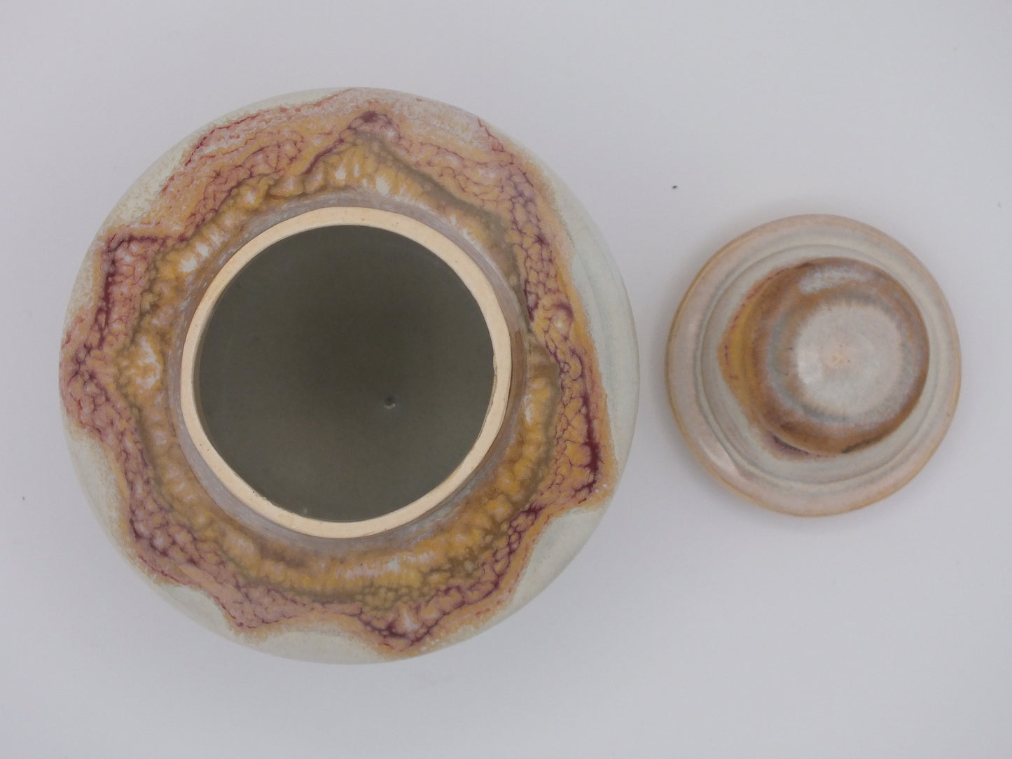 Small stoneware covered jar