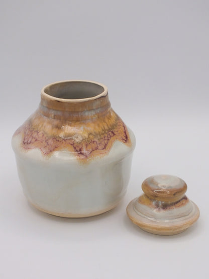Small stoneware covered jar