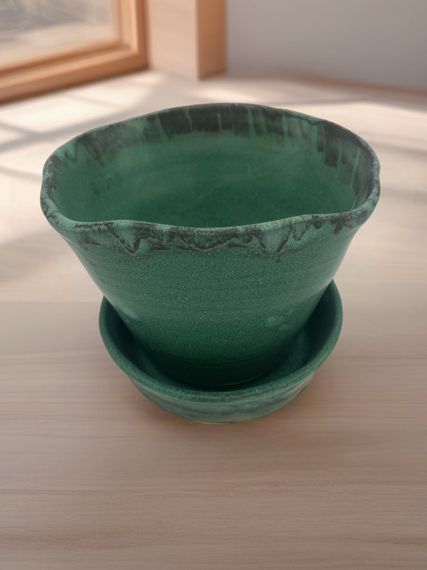 Artisan Green Ceramic Planter