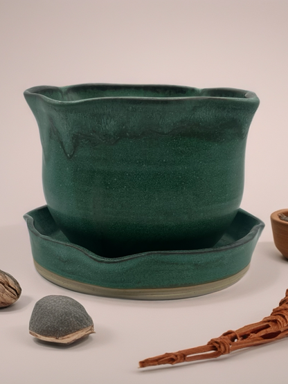Artisan Green Ceramic Planter