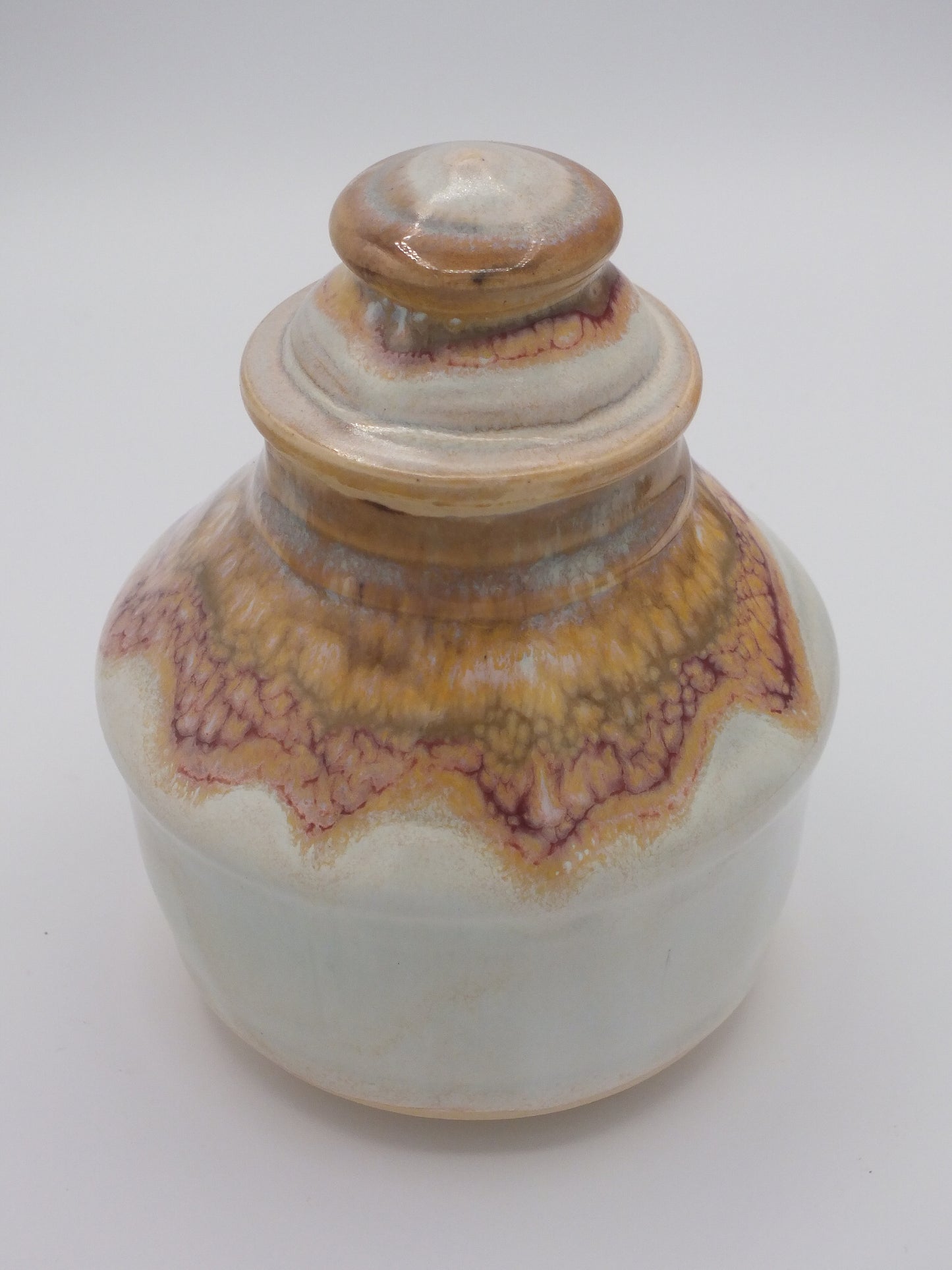 Small stoneware covered jar