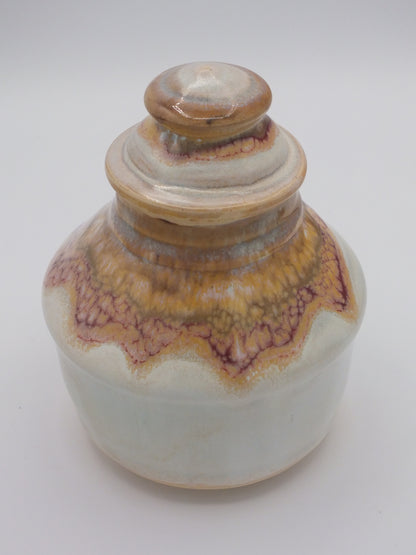 Small stoneware covered jar