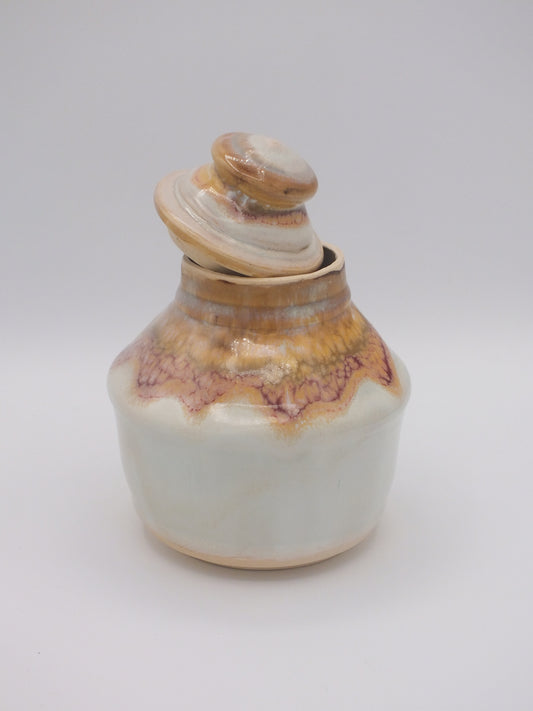 Small stoneware covered jar