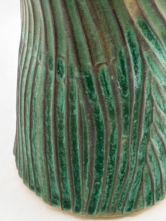 Artisan Green Carved Vase