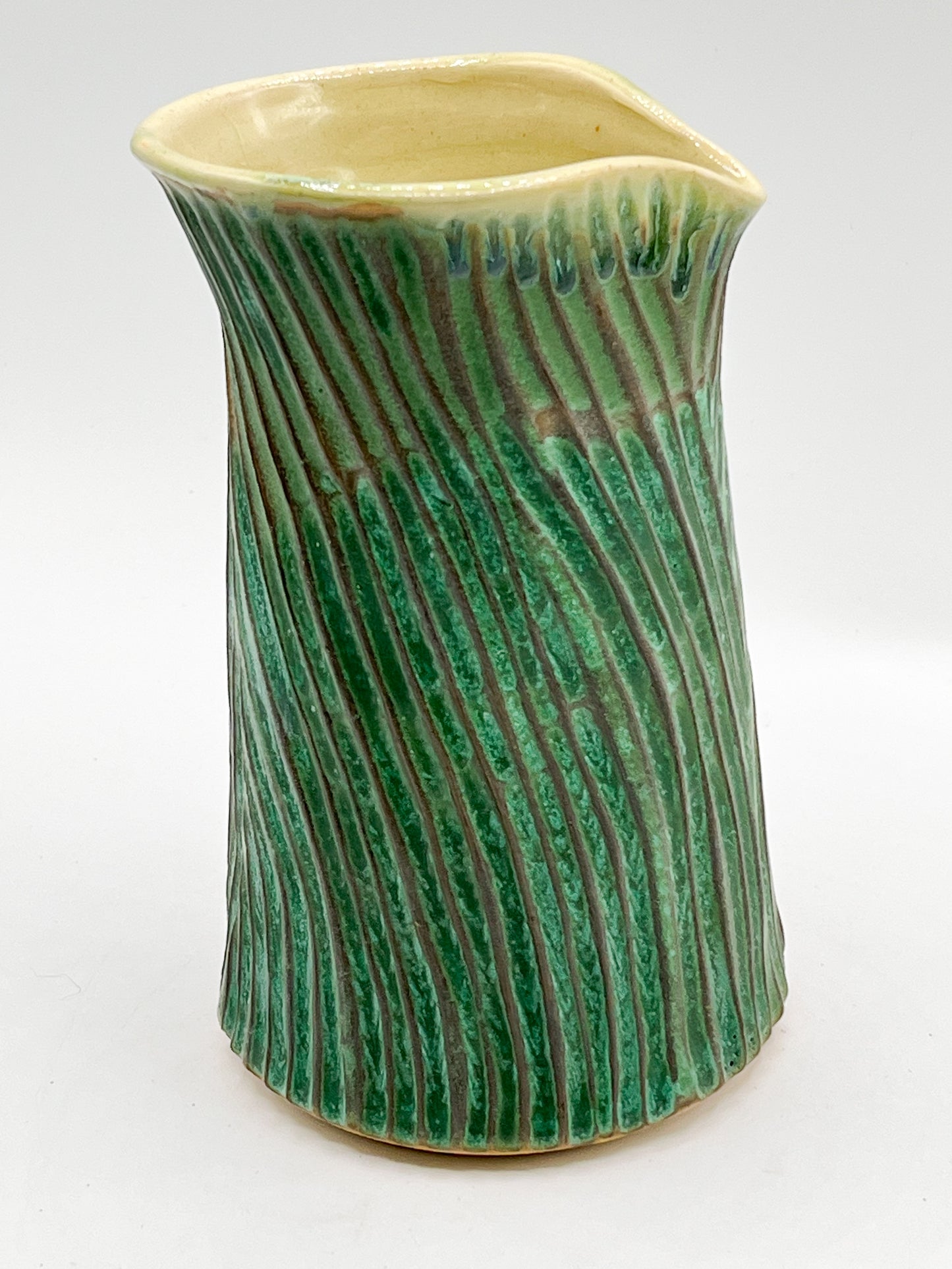 Artisan Green Carved Vase