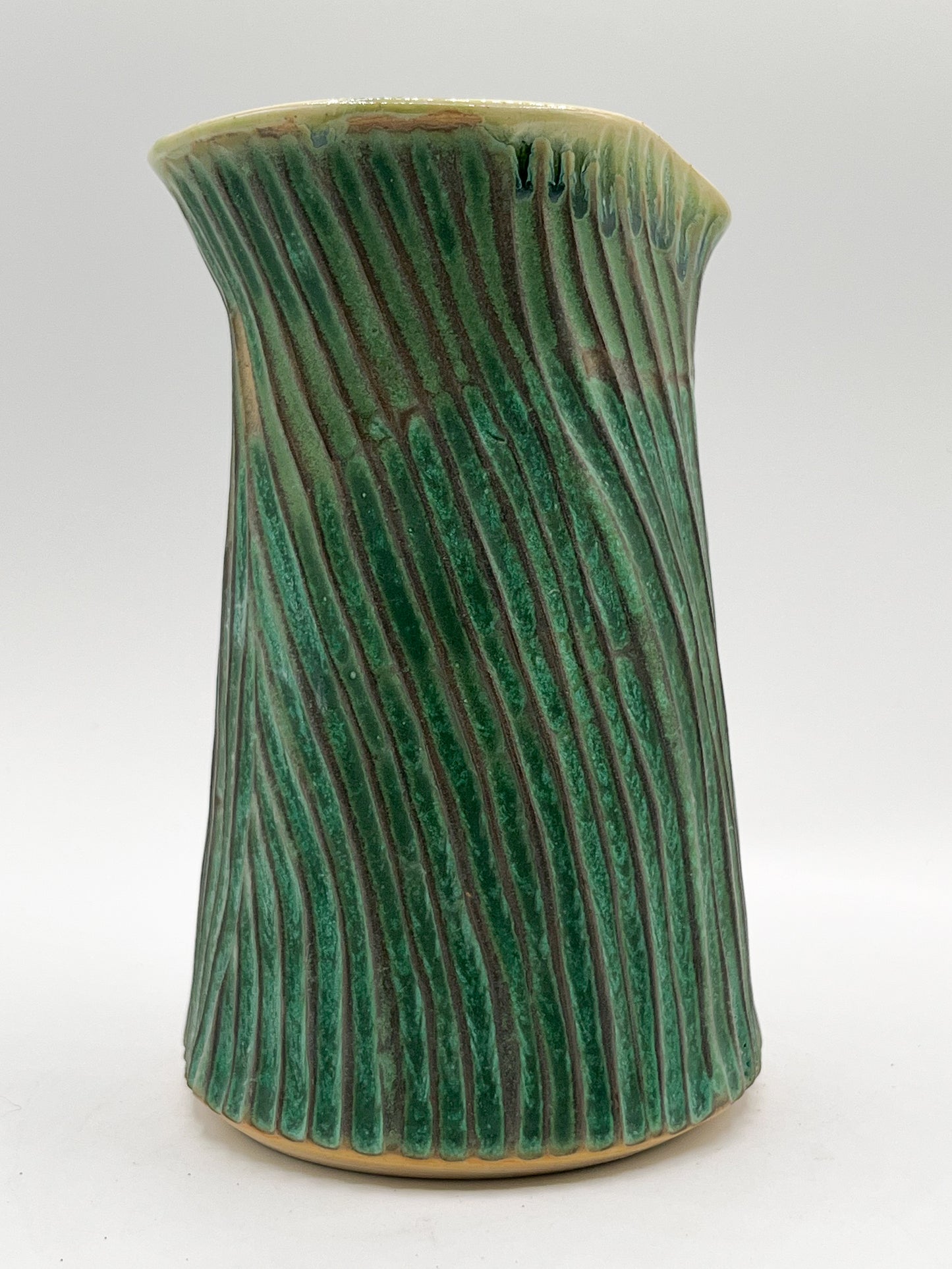 Artisan Green Carved Vase