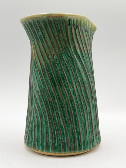 Artisan Green Carved Vase