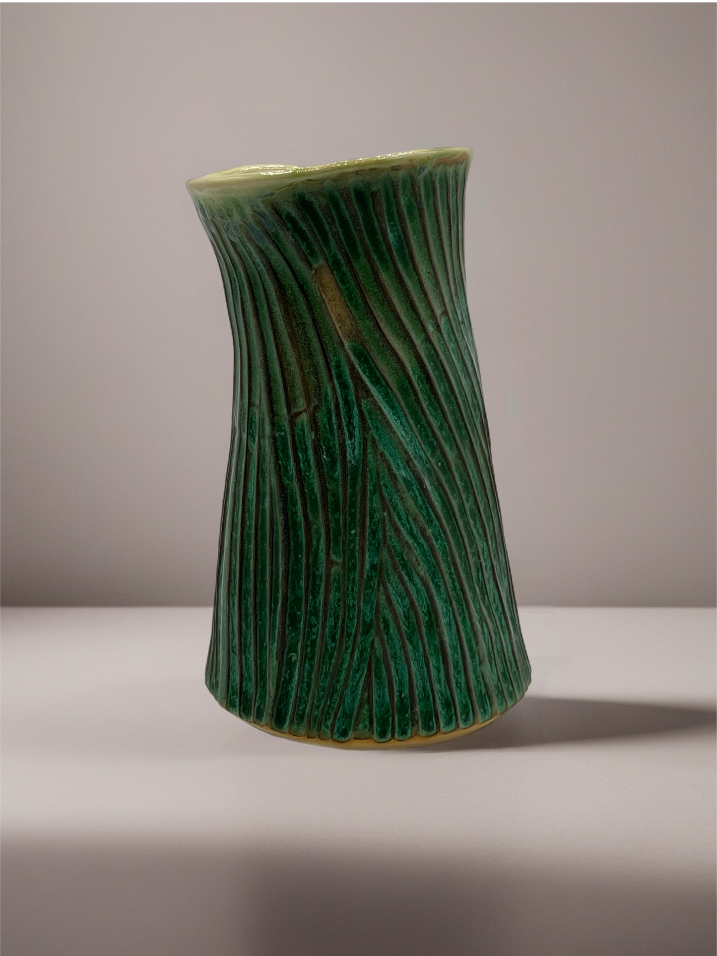 Artisan Green Carved Vase