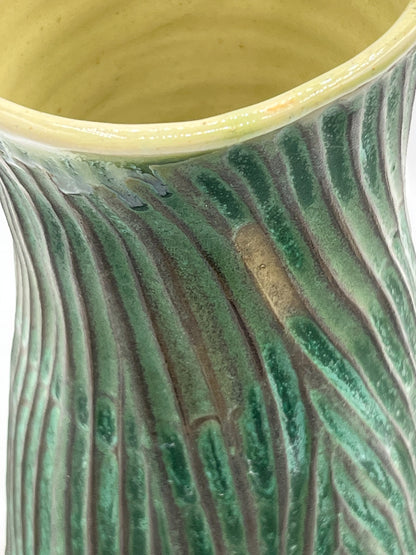 Artisan Green Carved Vase