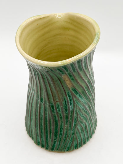 Artisan Green Carved Vase