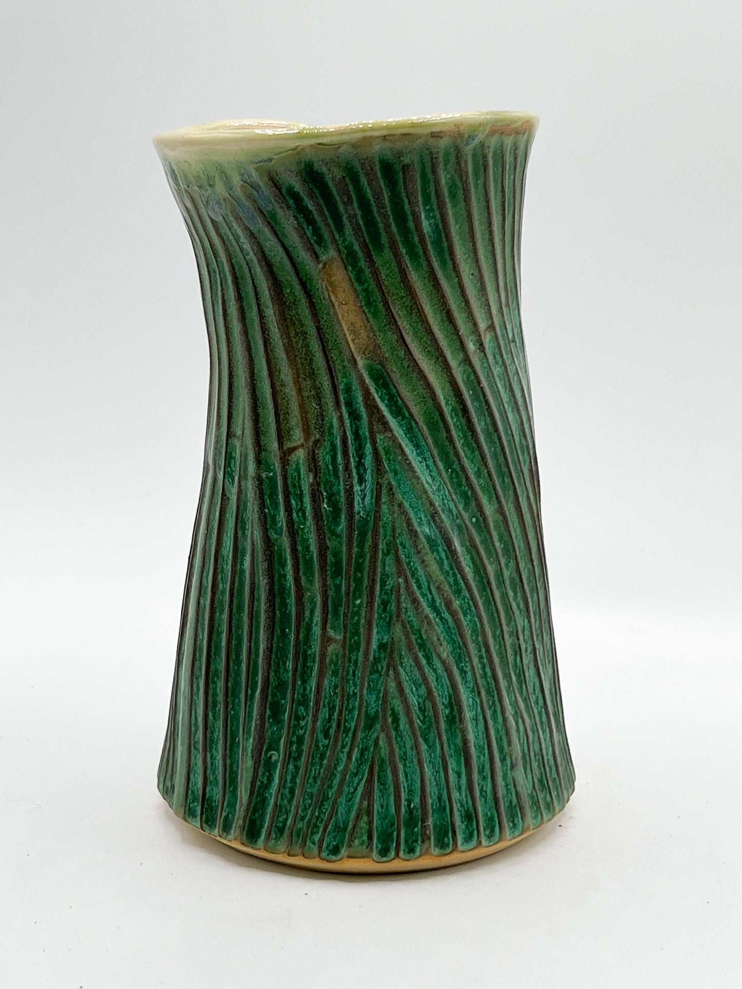Artisan Green Carved Vase