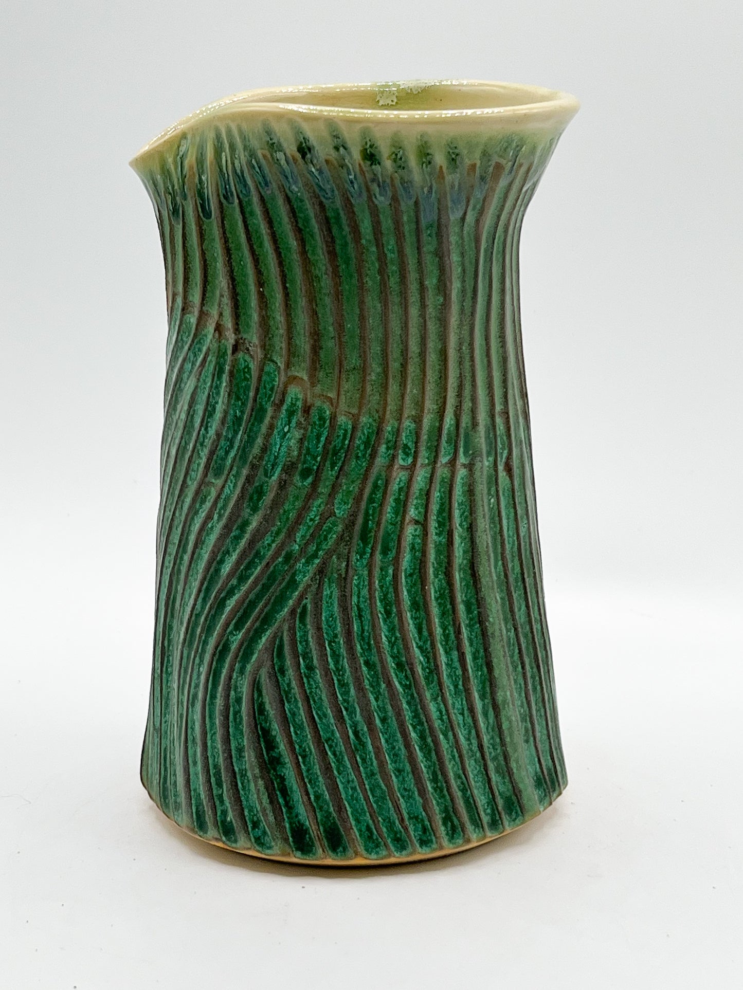 Artisan Green Carved Vase