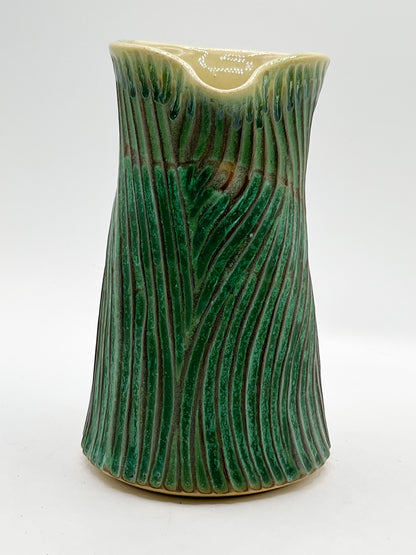 Artisan Green Carved Vase