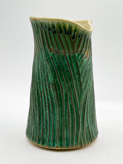 Artisan Green Carved Vase