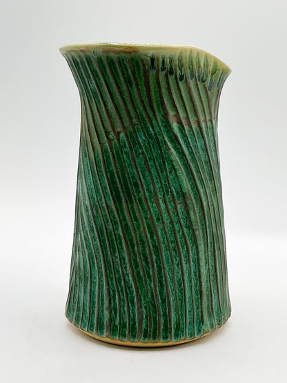 Artisan Green Carved Vase